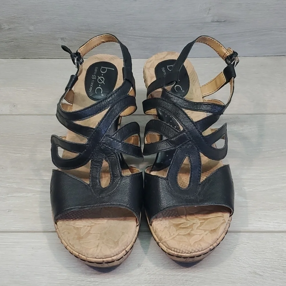 B.O.C Born Women Jalina Cork Wedge Ankle Strap Comfort Slide Sandals shoes sz 9M